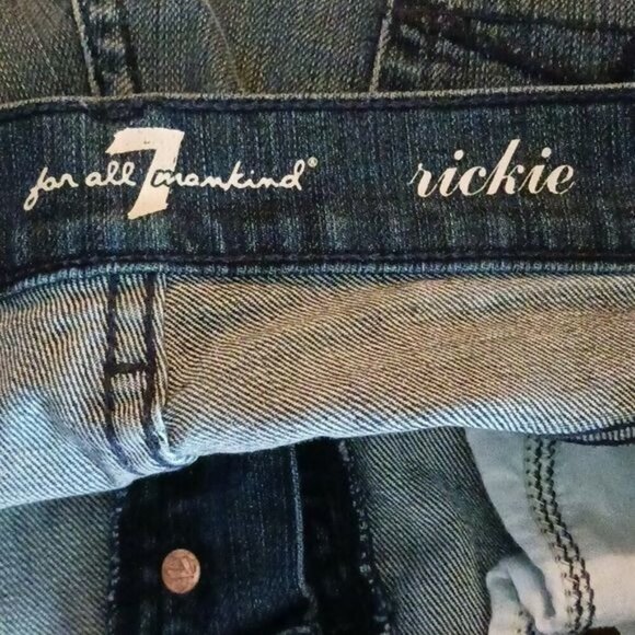 7 For All Mankind Womens Size 28 Rickie Cropped Jeans Blue Denim Cuffed Straight - Picture 6 of 7